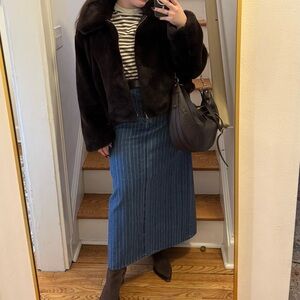 H&M Blue Striped Maxi Skirt